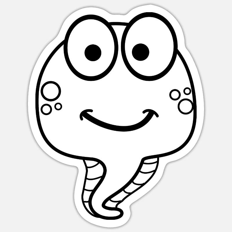 Comic Kaulquappe Schwarz Sticker Größe S (10 x 10 cm)