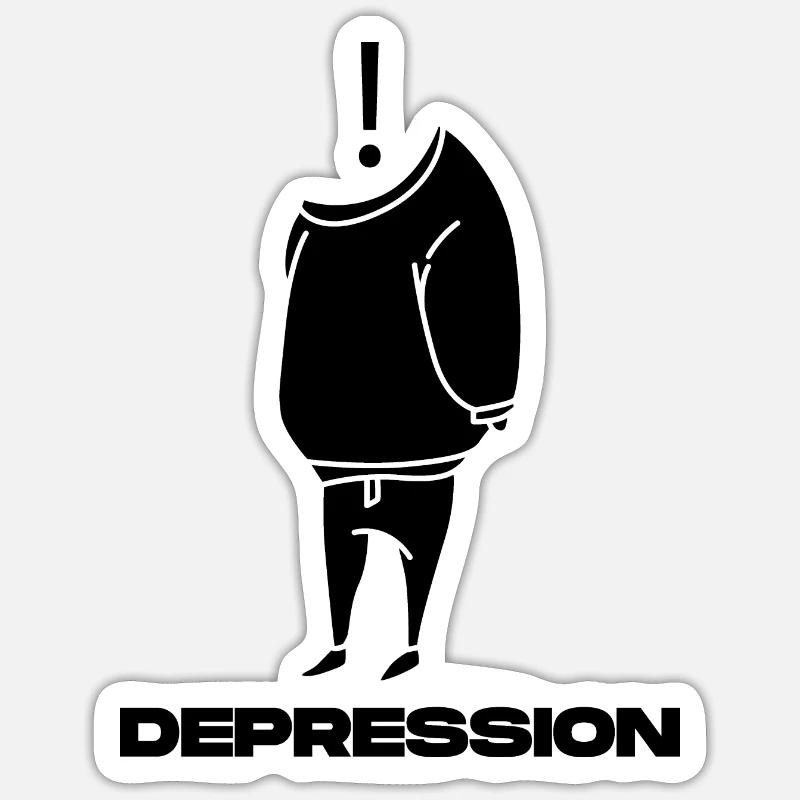 dépression - Sticker taille S (10 x 10 cm) - blanc mat