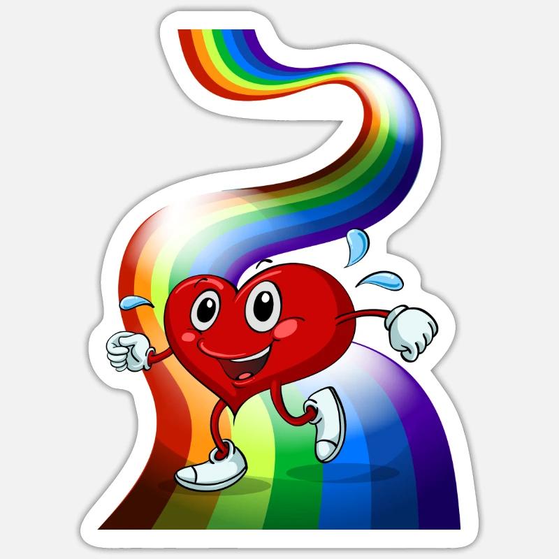 drapeau pride arc-en-ciel - Sticker taille S (10 x 10 cm) - blanc mat