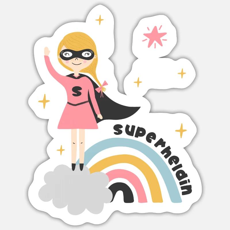 Superheldin - Sticker Größe S (10 x 10 cm) - Mattweiß