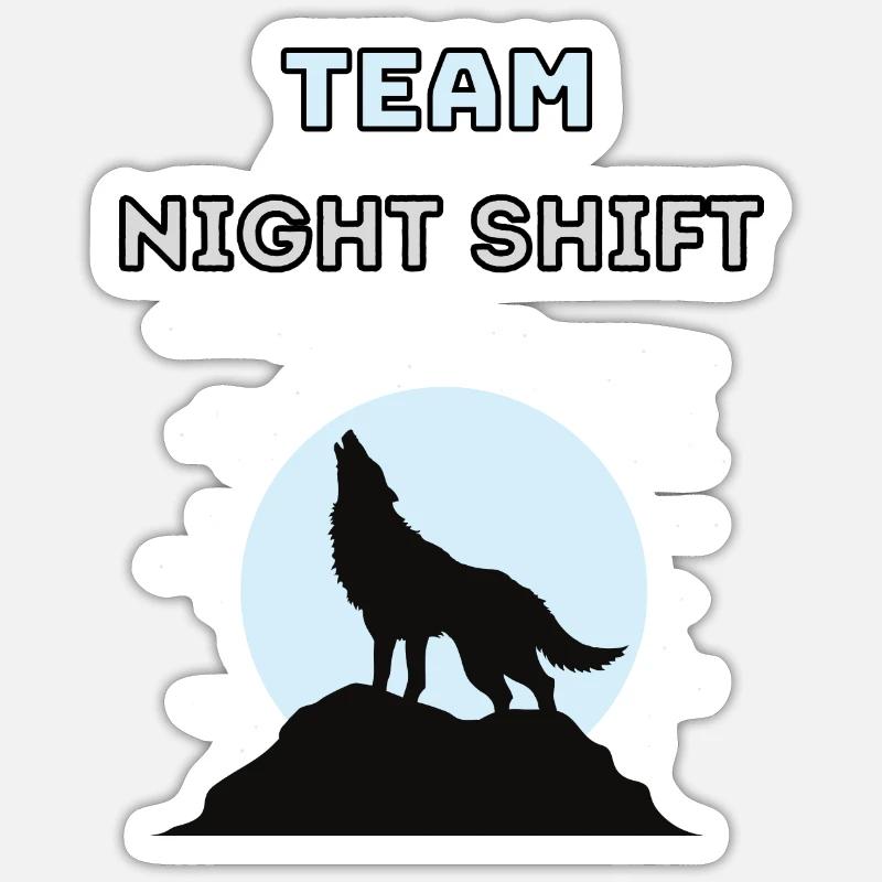 Team Night Shift - Sticker Größe S (10 x 10 cm) - Mattweiß