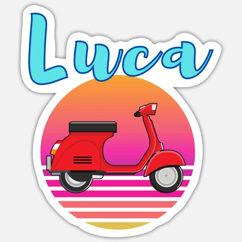 Luca Roller retro - Sticker Größe S (10 x 10 cm) - Mattweiß