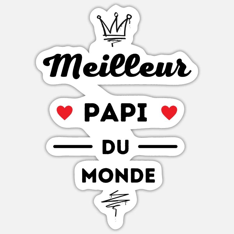 Meilleur papi du monde - Sticker taille S (10 x 10 cm) - blanc mat