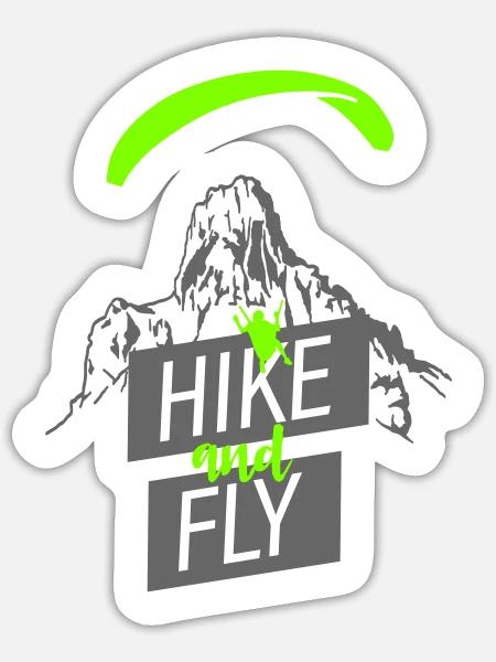 Hike and Fly Paragliding - Sticker Größe S (10 x 10 cm) - Mattweiß