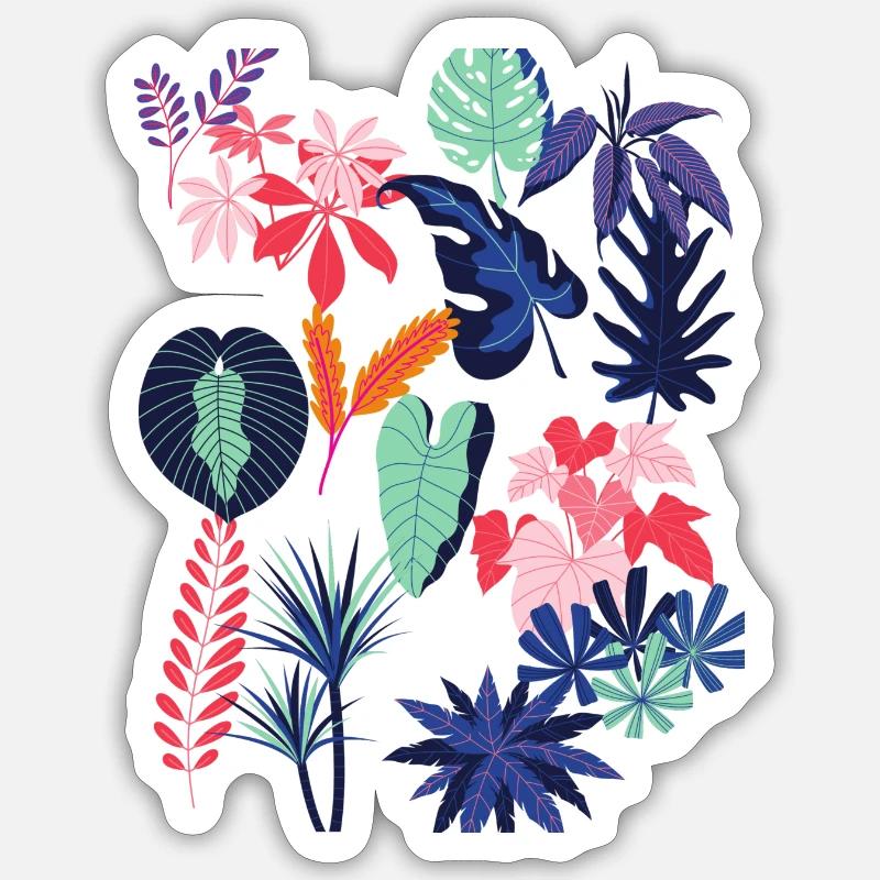 Feuilles colorées - Sticker taille S (10 x 10 cm) - blanc mat