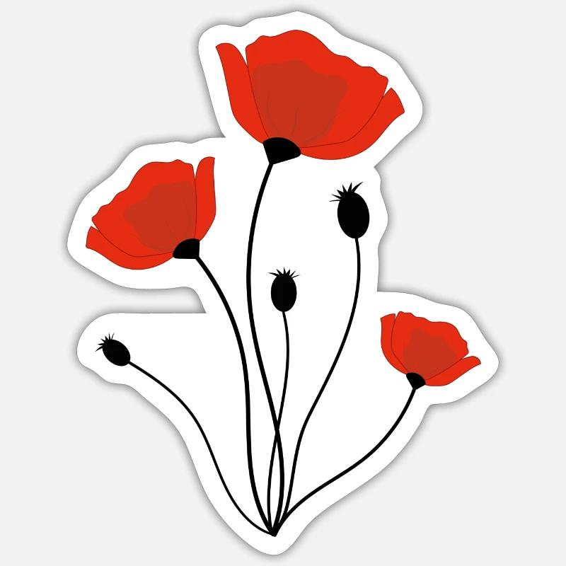 Mohnblume Sticker Größe S (10 x 10 cm)