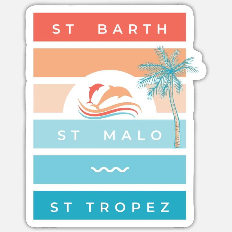 ST-BART , ST-MALO, ST-TROPEZ - Sticker size S (10 x 10 cm) - white matte