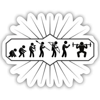 Evolution Kraftsport Krafttraining Gym Fitness - Sticker Größe S (10 x 10 cm) - Mattweiß - Vorne