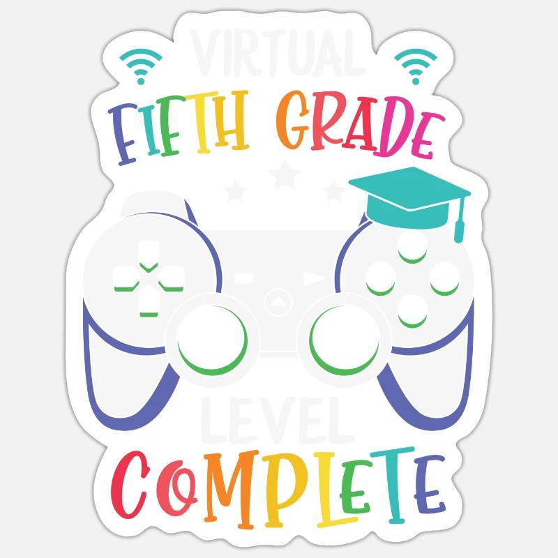 Virtual fifth grade level complete bye 5. Klasse - Sticker Größe S (10 x 10 cm) - Mattweiß