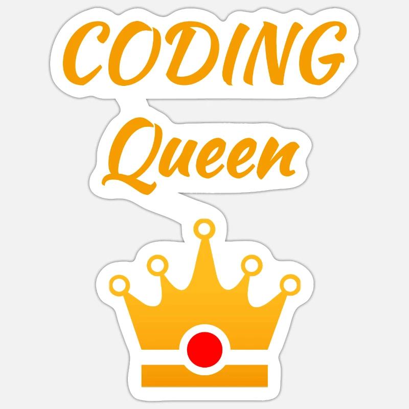 Coding Queen Königin Programmiererin Frau Software - Sticker Größe S (10 x 10 cm) - Mattweiß