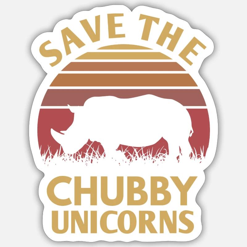Save the Chubby Unicorns Design - Sticker Größe S (10 x 10 cm) - Mattweiß