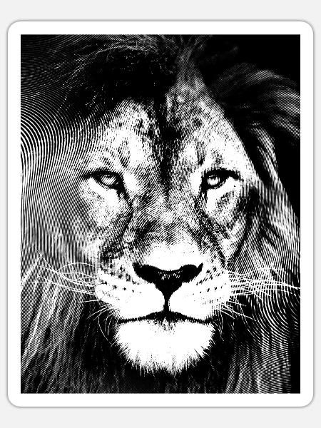 Löwe schwarz weiß Design - Sticker Größe S (10 x 10 cm) - Mattweiß