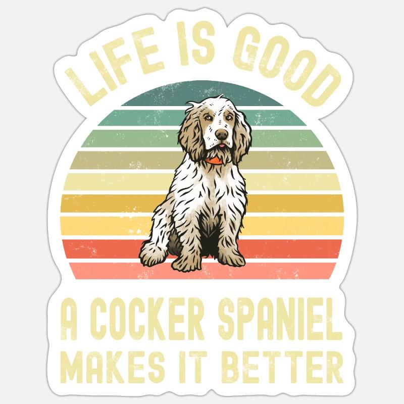 Chien Cocker Spaniel - Sticker taille S (10 x 10 cm) - blanc mat