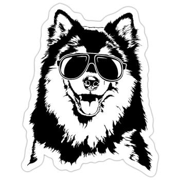 FINNISCHER LAPPHUND cool Sonnenbrille Wilsigns - Sticker Größe S (10 x 10 cm) - Mattweiß - Vorne