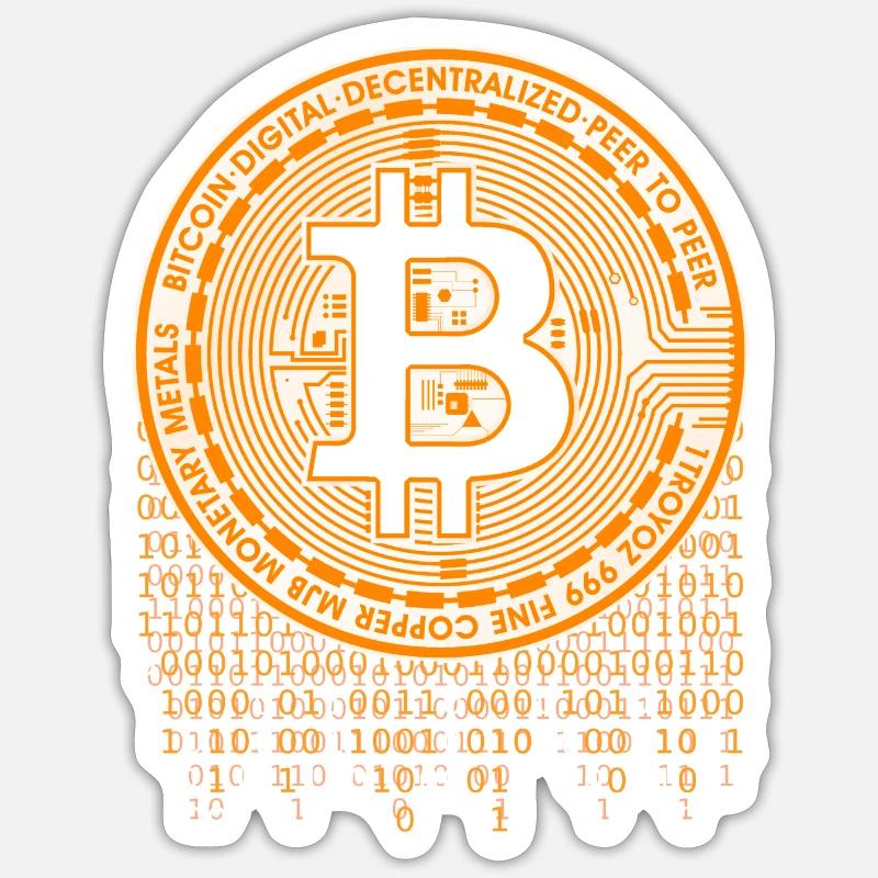 Bitcoin Logo Binärcode Sticker Größe S (10 x 10 cm)