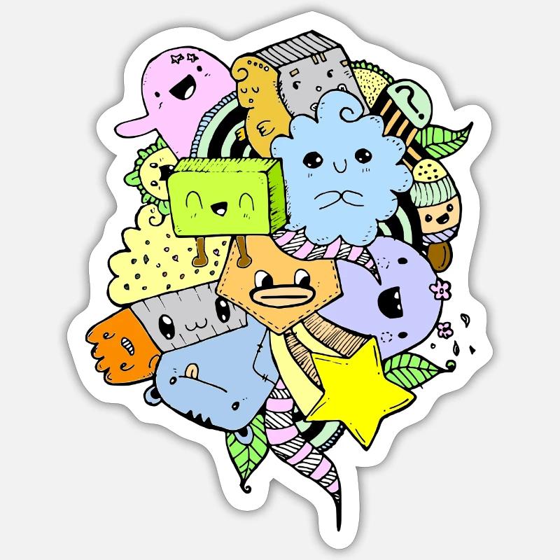 Art Doodle - Sticker taille S (10 x 10 cm) - blanc mat