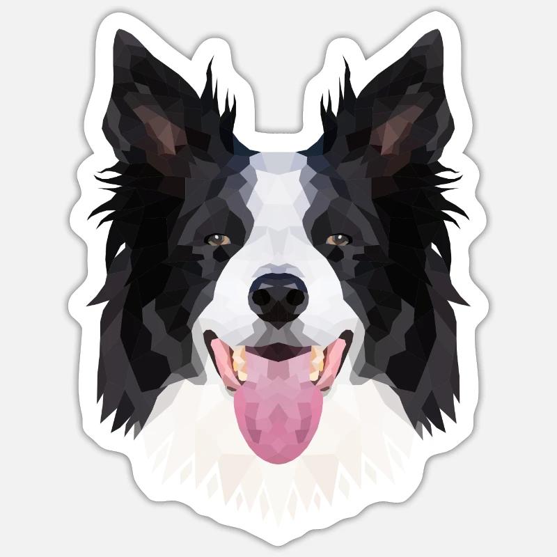 Polyart Border Collie - Sticker Größe S (10 x 10 cm) - Mattweiß