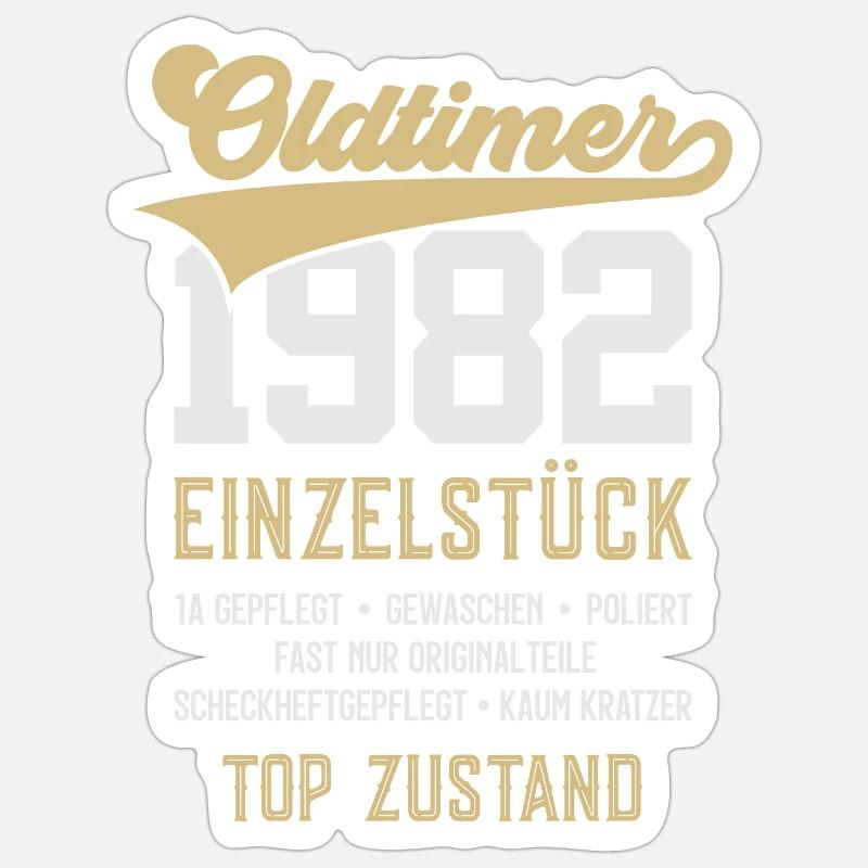 44. GEBURTSTAG OLDTIMER 1982 - Sticker Größe S (10 x 10 cm) - Mattweiß
