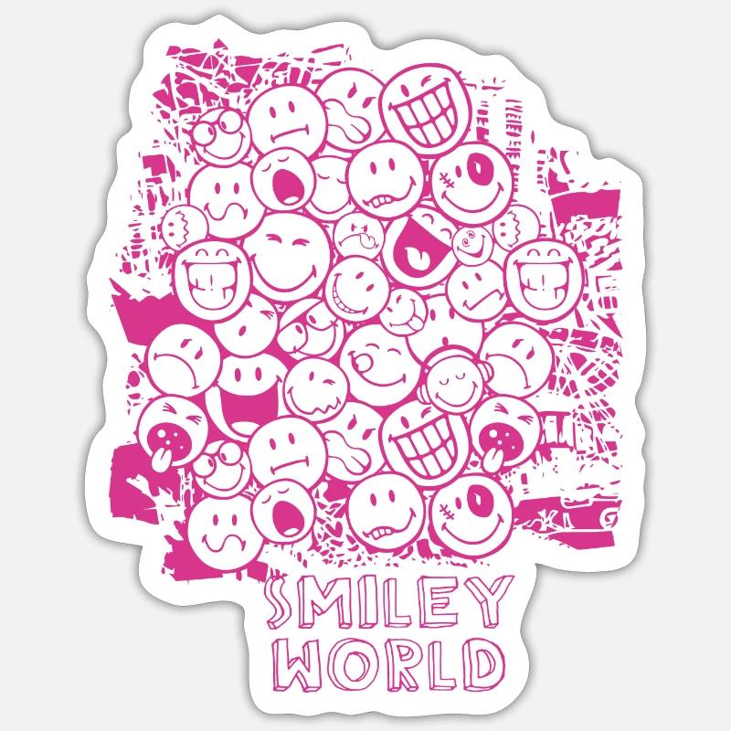 smile ,smiley,comic,pink,swfa21,sketch - Sticker size S (10 x 10 cm) - white matte