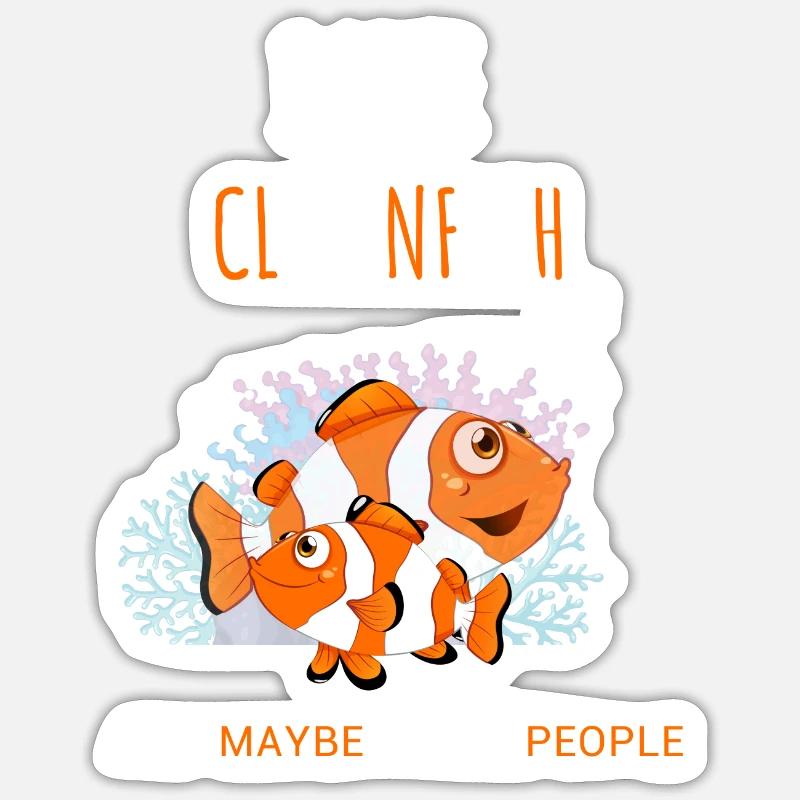 lustiger Clownfische - Sticker Größe S (10 x 10 cm) - Mattweiß