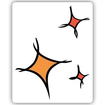 Asterisk. Three colorful stars, hand-drawn. - Sticker size S (10 x 10 cm) - white matte - Front