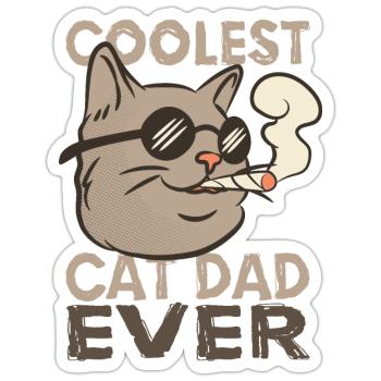 Cat Dad - Sticker size S (10 x 10 cm) - white matte - Front