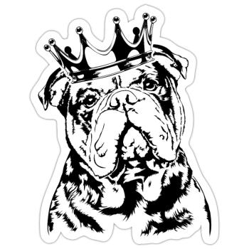 OLD DEUTSCH BULLDOG Crown Dog Chiens Wilsigns - Sticker taille S (10 x 10 cm) - blanc mat - Devant