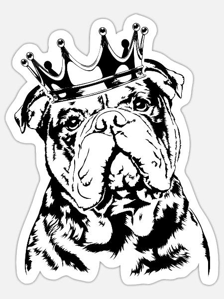 OLD ENGLISH BULLDOG Krone Hund Hunde Wilsigns - Sticker Größe S (10 x 10 cm) - Mattweiß