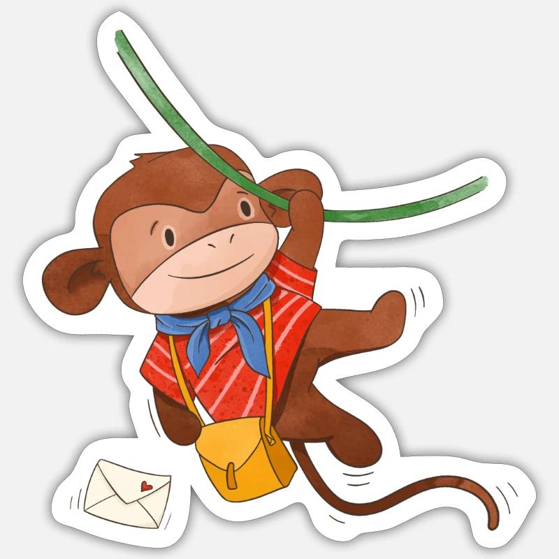 Monkey Monkey Chimpanzee Postman Children Motifs Sticker size S (10 x 10 cm)