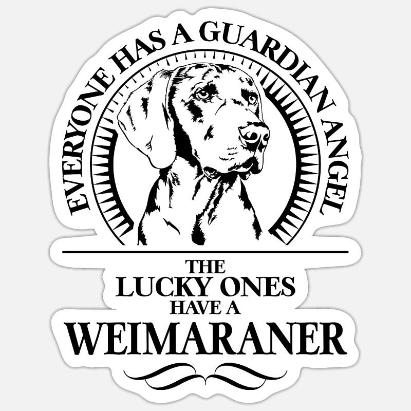 WEIMARANER Angelo Custode Cane che dice Wilsigns - Sticker formato S (10 x 10 cm) - bianco opaco