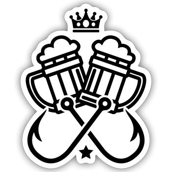 fish hook fishing beer - Sticker size S (10 x 10 cm) - white matte - Front