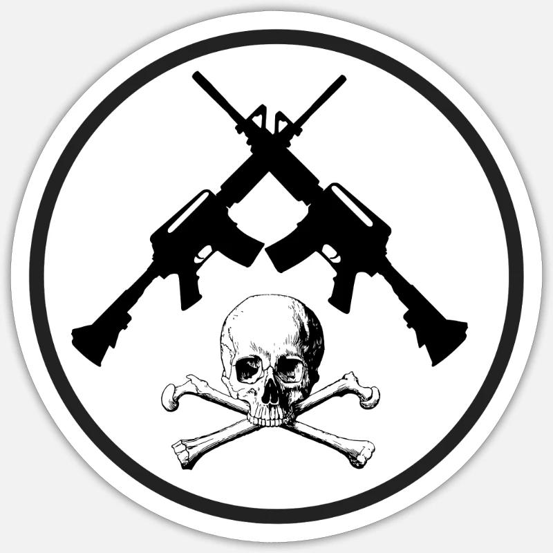 Armes & Crâne - Sticker taille S (10 x 10 cm) - blanc mat