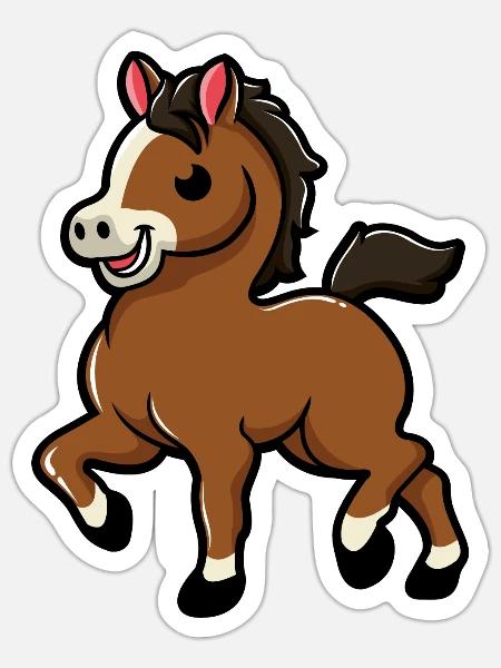süßes Pferd | Baby Pferd | Fohlen - Sticker Größe S (10 x 10 cm) - Mattweiß