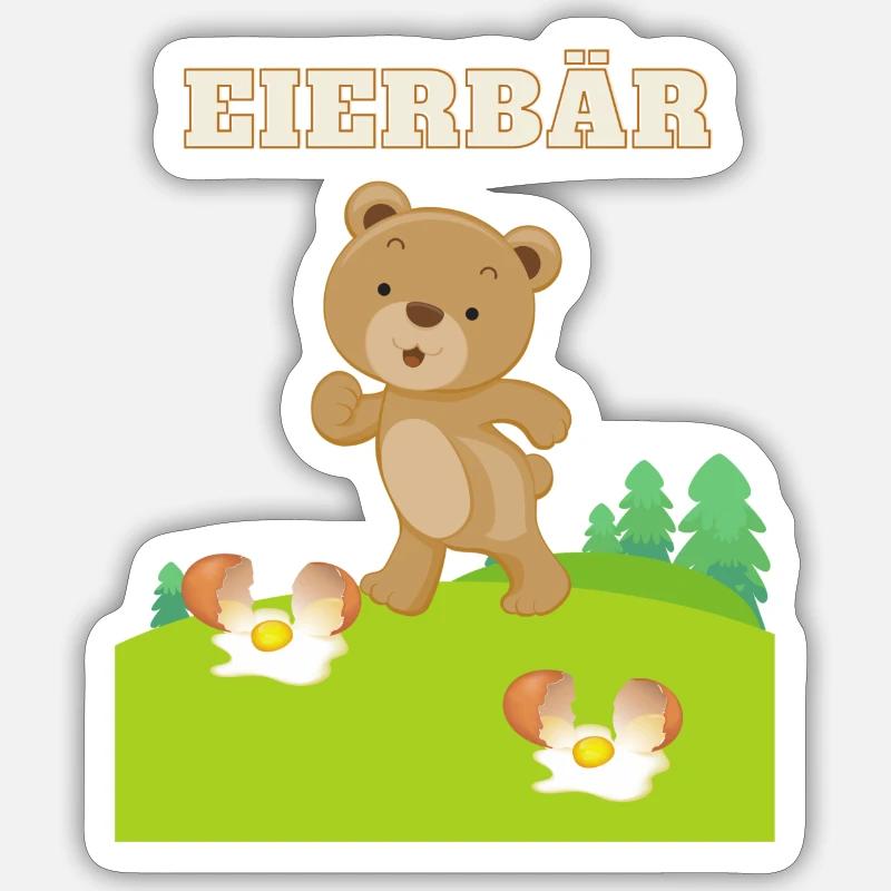 Eierbär - Sticker Größe S (10 x 10 cm) - Mattweiß