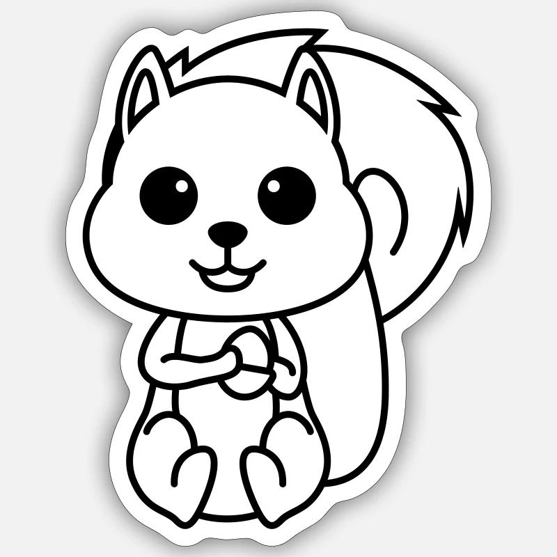 Eichhörnchen Comic Tier - Sticker Größe S (10 x 10 cm) - Mattweiß