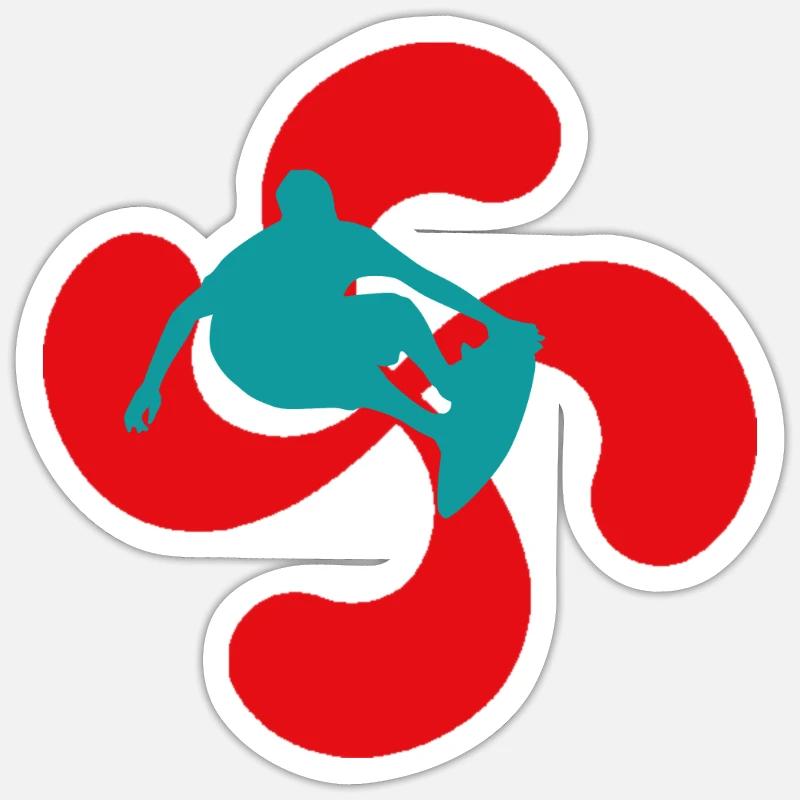 surfer pays basque 2 - Sticker taille S (10 x 10 cm) - blanc mat