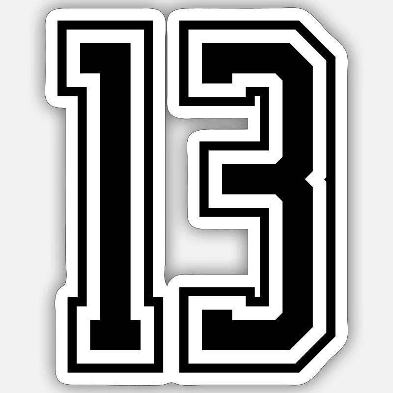 13 Numéro de numéro - Sticker taille S (10 x 10 cm) - blanc mat