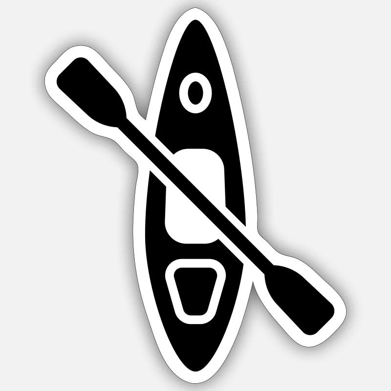 Icône de canoë - Sticker taille S (10 x 10 cm) - blanc mat