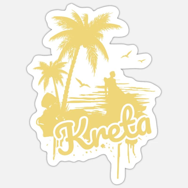 Crète en Grèce - Sticker taille S (10 x 10 cm) - blanc mat