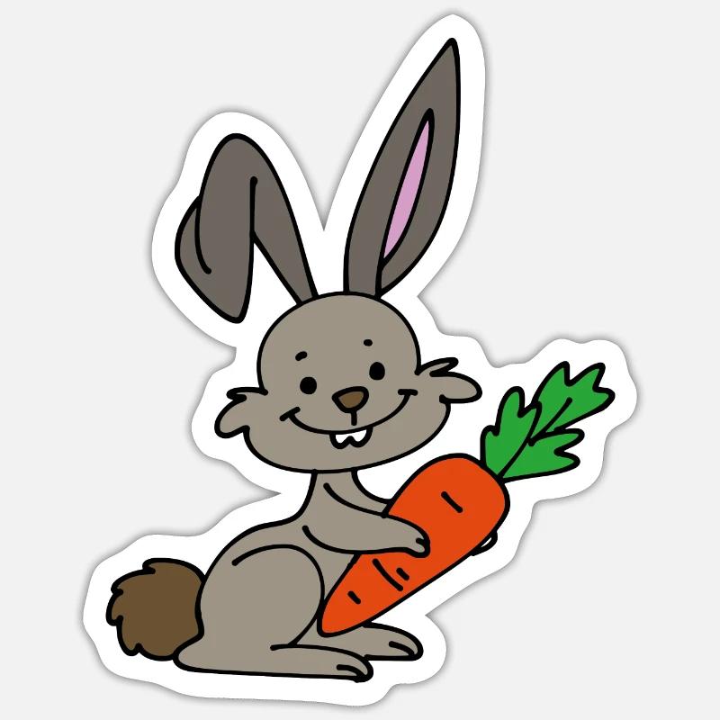 Rabbit with carrot - Sticker size S (10 x 10 cm) - white matte