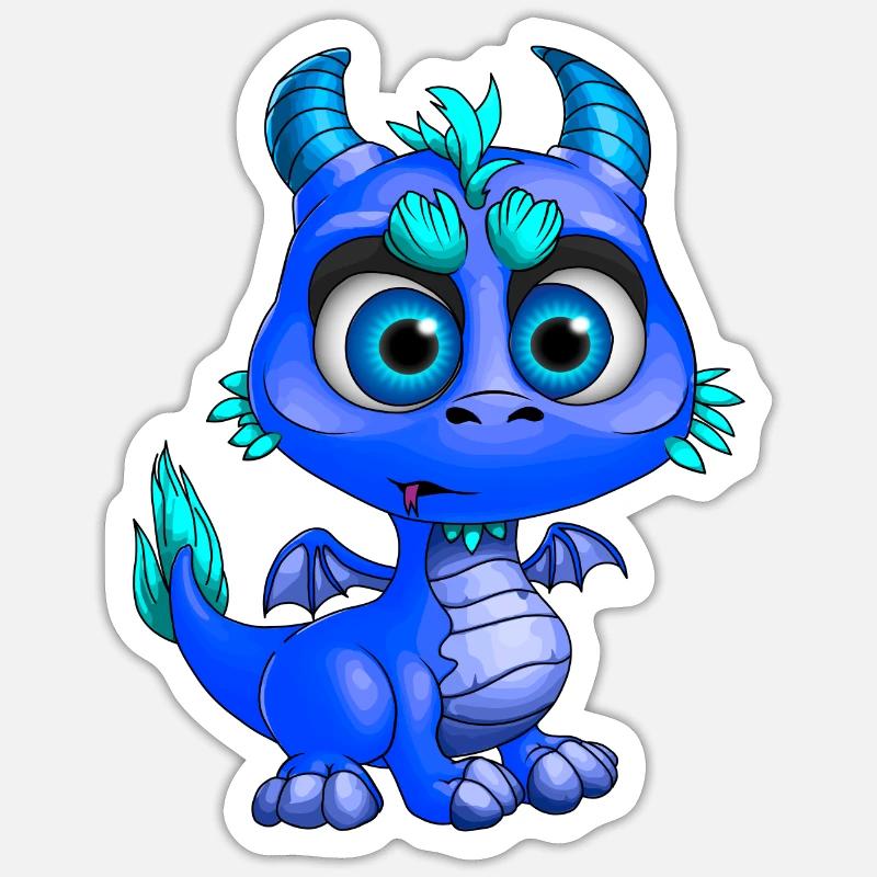 | Bleu Bébé Dragon Mignon bébé dragon bleu - Sticker taille S (10 x 10 cm) - blanc mat