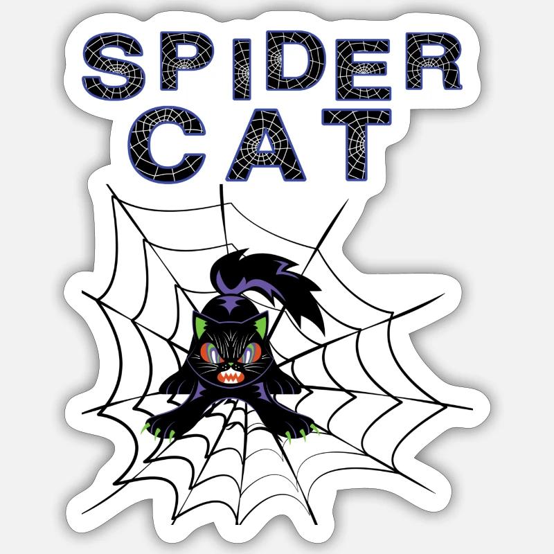 Spider Cat - Sticker Größe S (10 x 10 cm) - Mattweiß