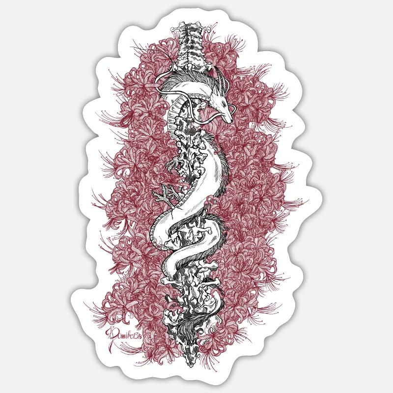 Fleur de dragon - Sticker taille S (10 x 10 cm) - blanc mat