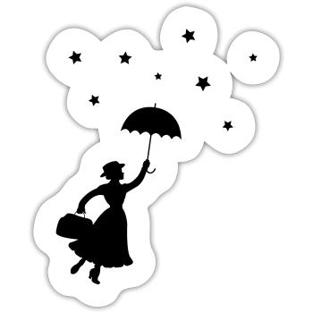 Frau Regenschirm - Sticker Größe S (10 x 10 cm) - Mattweiß - Vorne