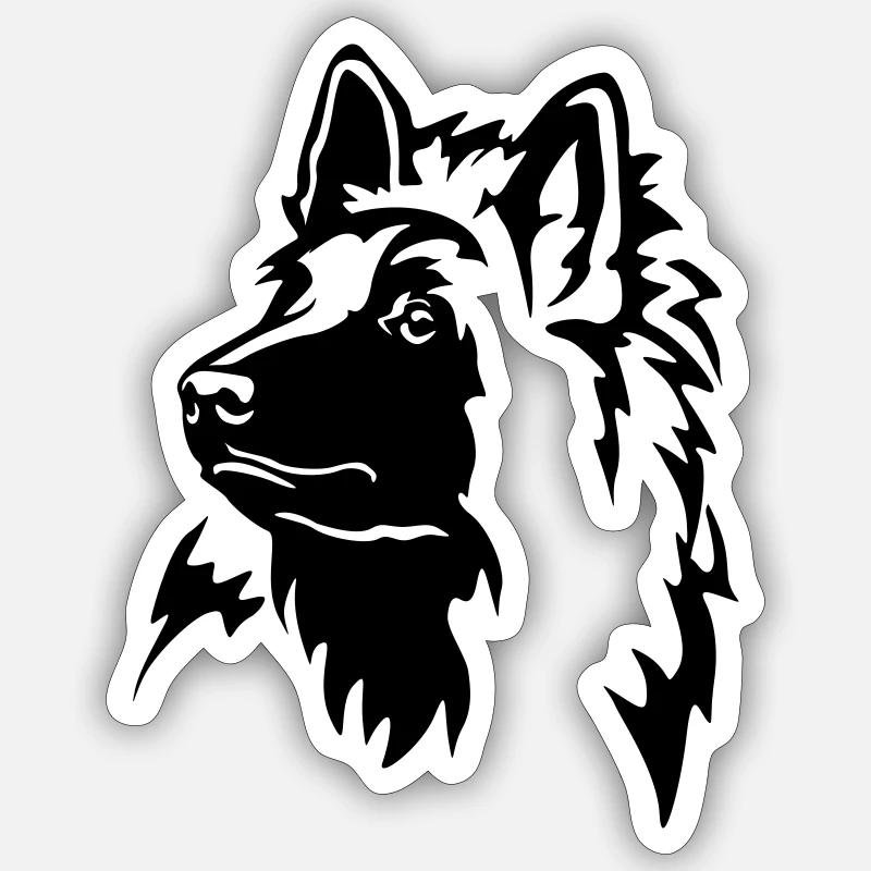 Tervueren head - Sticker size S (10 x 10 cm) - white matte