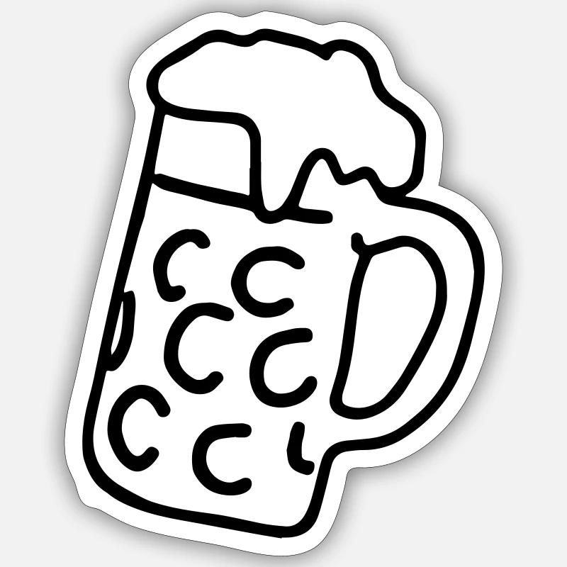 Bierkrug - Sticker Größe S (10 x 10 cm) - Mattweiß