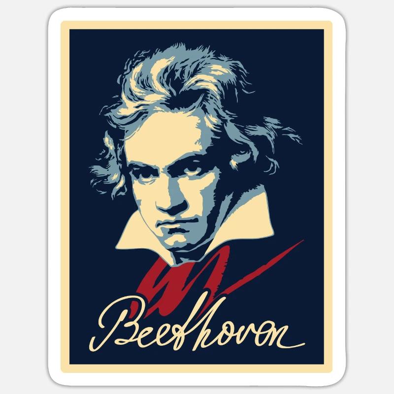 Beethoven - Sticker taille S (10 x 10 cm) - blanc mat