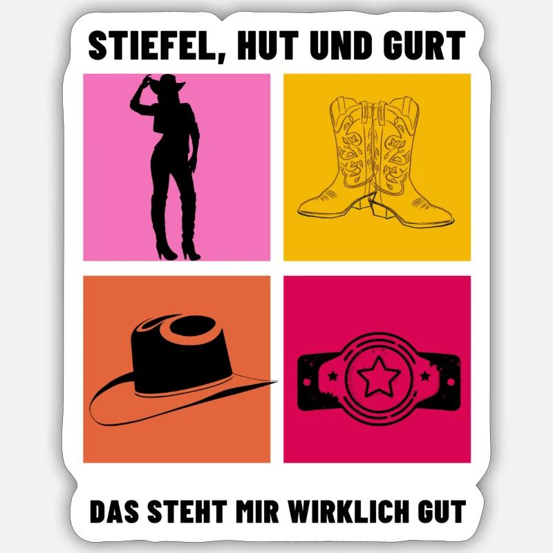 Typografie Cowboy & Linedancer - Sticker Größe S (10 x 10 cm) - Mattweiß