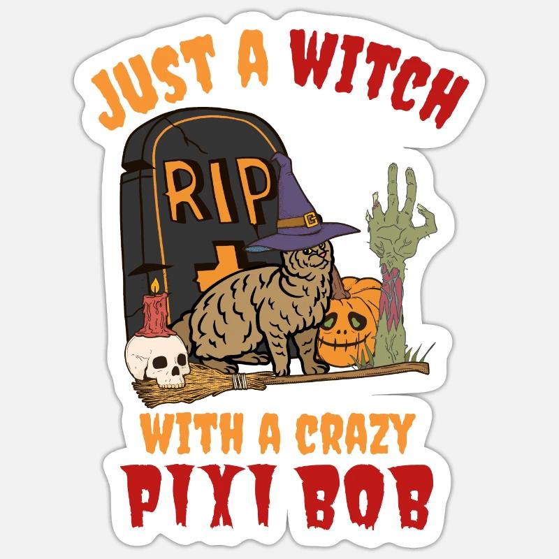 Mignon et effrayant Pixiebob Chat Halloween Sticker taille S (10 x 10 cm)