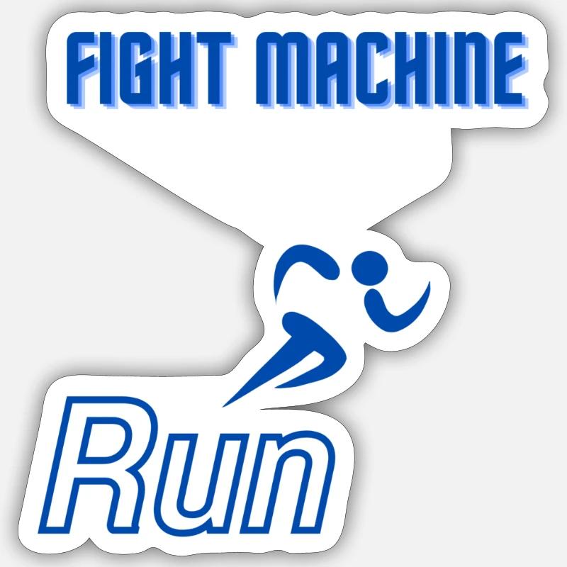 Run fight machine - Sticker Größe S (10 x 10 cm) - Mattweiß